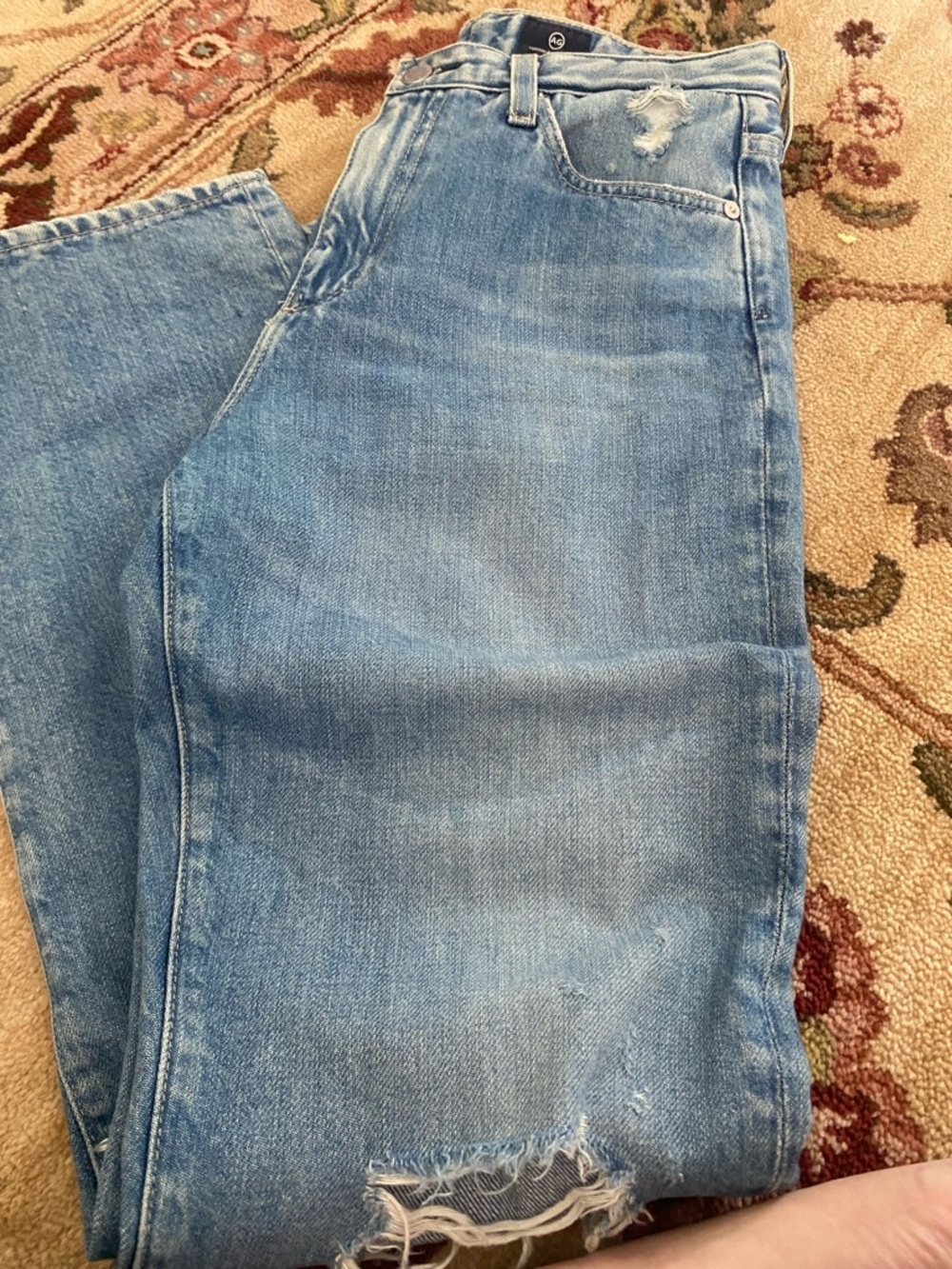 A G Light Blue Distressed Ripped Jeans Alexxis high rise vintage straight 27 - Picture 4 of 4